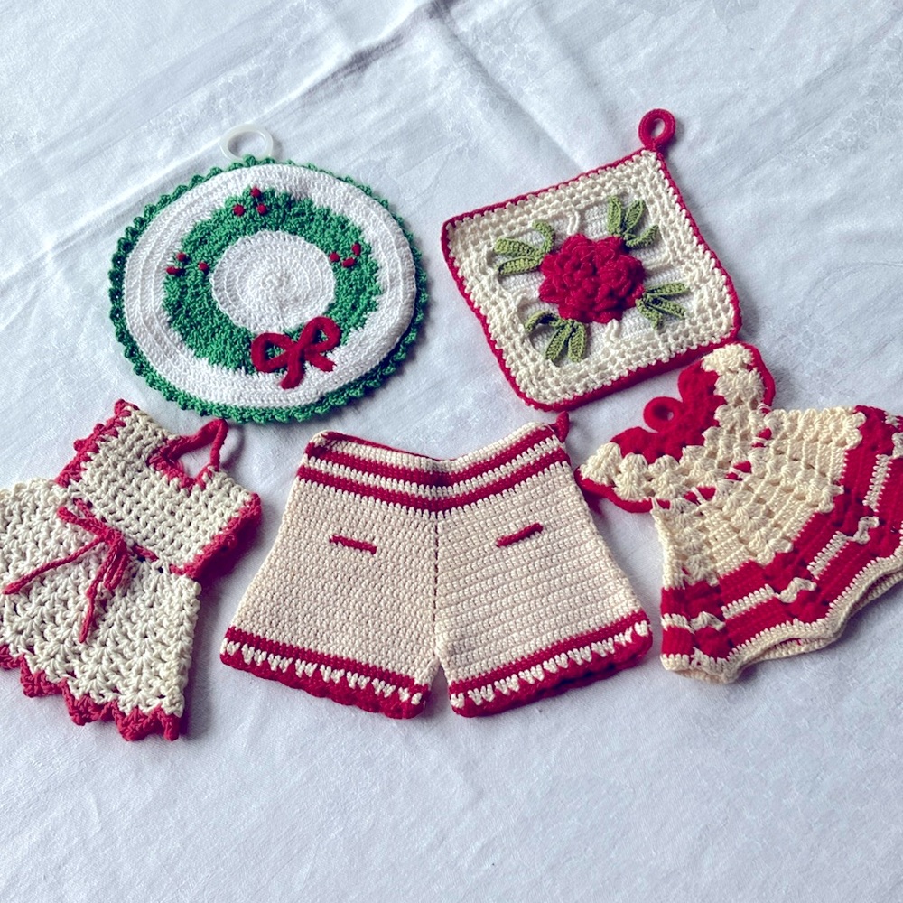 Vintage Hand Crocheted Kitchen Decor